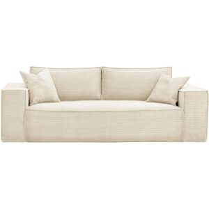 Sofá-cama de Veludo Bege 4 Lugares - Moderno Sofá-cama de Veludo Bege 4 Lugares - Moderno