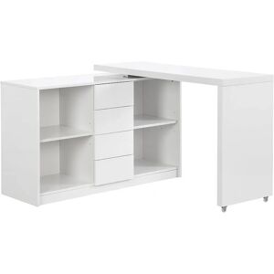 Vente-unique PAVELO Erweiterbarer Schreibtisch - MDF, Weiß, 360° drehbar Vente-unique PAVELO Erweiterbarer Schreibtisch - MDF, Weiß, 360° drehbar