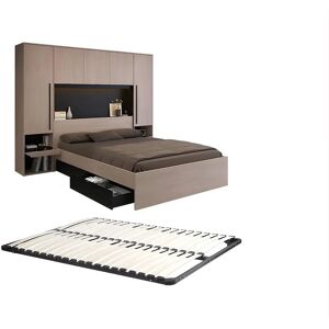 Cama com Armazenamento Vente-unique - Natural & Preto - LED - 160x200cm Cama com Armazenamento Vente-unique - Natural & Preto - LED - 160x200cm
