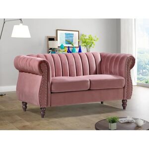 Vente-Unique Sofá Chesterfield de Veludo Rosa Pálido 2 Lugares - Sofá Vente-Unique Sofá Chesterfield de Veludo Rosa Pálido 2 Lugares - Sofá