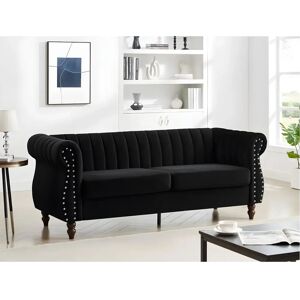 Vente-unique Canapé Chesterfield Velours Noir - 3 Places - Publicité Vente-unique Canapé Chesterfield Velours Noir - 3 Places - Publicité
