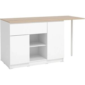 Vente-Unique Isola centrale cucina - Bianco/Naturale - TUNORI Vente-Unique Isola centrale cucina - Bianco/Naturale - TUNORI