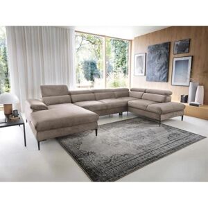 Canapé d'angle gauche panoramique en velours marron Pascal Morabito 7 places - Publicité Canapé d'angle gauche panoramique en velours marron Pascal Morabito 7 places - Publicité