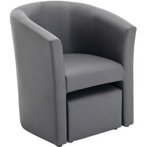 Vente-unique Poltrona cinza com pufe e chaise longue - Poltrona com pufe Vente-unique Poltrona cinza com pufe e chaise longue - Poltrona com pufe