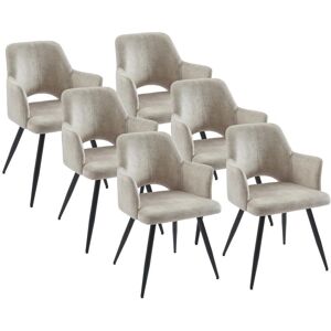 Set van 6 Beigekleurige Fluwelen Stoelen - Vente-unique Set van 6 Beigekleurige Fluwelen Stoelen - Vente-unique