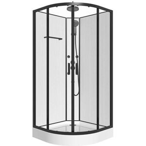 Cabine de douche hydromassage Zalifa en bambou - Noir - 80x80x225cm - Publicité Cabine de douche hydromassage Zalifa en bambou - Noir - 80x80x225cm - Publicité