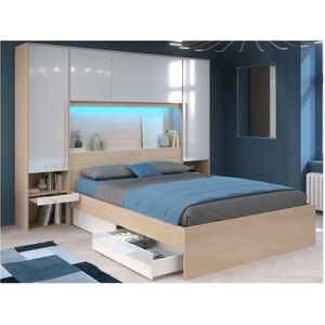 Lit Velona avec LED - 160x200cm, rangement, matelas - Publicité Lit Velona avec LED - 160x200cm, rangement, matelas - Publicité