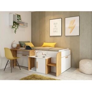 Vente-unique Lit haut 90x200cm avec bureau et rangement - Lit, Matelas - Publicité Vente-unique Lit haut 90x200cm avec bureau et rangement - Lit, Matelas - Publicité