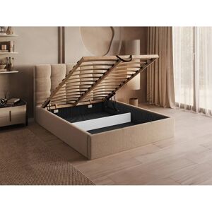 Lit beige en velours Pascal Morabito - 140x190cm - Design contemporain Lit beige en velours Pascal Morabito - 140x190cm - Design contemporain