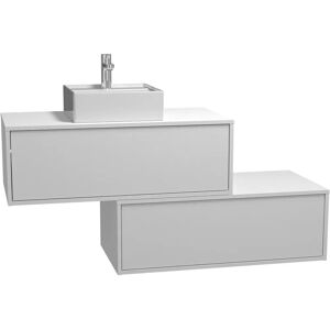 Mueble de baño suspendido blanco con lavabo y dos cajones - 94 cm - TEANA II Mueble de baño suspendido blanco con lavabo y dos cajones - 94 cm - TEANA II