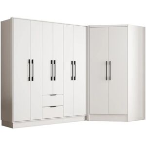 FEOVA Eckschrank - 8 Türen 2 Schubladen - Weiß - Eckschrank FEOVA Eckschrank - 8 Türen 2 Schubladen - Weiß - Eckschrank