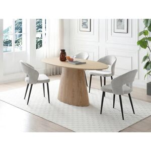 Mesa de jantar MDF cor natural clara - 6 lugares - Design moderno Mesa de jantar MDF cor natural clara - 6 lugares - Design moderno