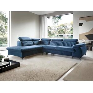 Canapé d'Angle en Velours Samara - Bleu Nuit - 6 Places - Publicité Canapé d'Angle en Velours Samara - Bleu Nuit - 6 Places - Publicité