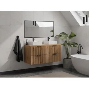Meble łazienkowe Zevara - Jasny naturalny - 120cm - Kwadratowa umywalka Meble łazienkowe Zevara - Jasny naturalny - 120cm - Kwadratowa umywalka