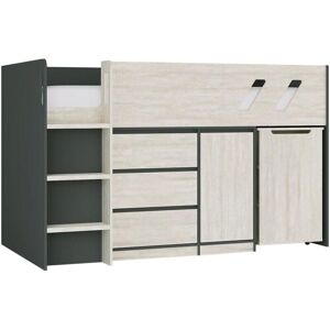 Vente-unique Bed met opbergruimte en bureau - 90x190 cm Vente-unique Bed met opbergruimte en bureau - 90x190 cm