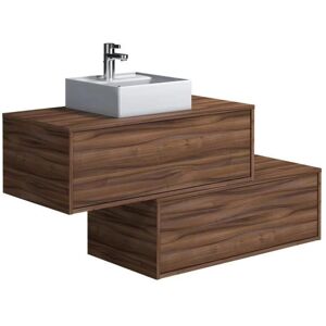 Vente-unique Meuble de salle de bain suspendu naturel foncé - TEANA II - Publicité Vente-unique Meuble de salle de bain suspendu naturel foncé - TEANA II - Publicité