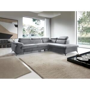 Canapé d'Angle Cuir Velours Gris Clair Pascal Morabito - Publicité Canapé d'Angle Cuir Velours Gris Clair Pascal Morabito - Publicité