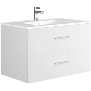 Vente-unique Meble łazienkowe Kayla na ścianę - 80cm, Białe, 2 szuflady Vente-unique Meble łazienkowe Kayla na ścianę - 80cm, Białe, 2 szuflady