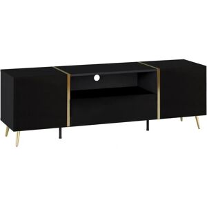 Vente-unique Mobile TV Marzialo - Nero Lucido e Oro Vente-unique Mobile TV Marzialo - Nero Lucido e Oro