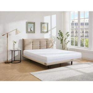 NISATIO 160x200 cm Bett mit Polsterkopfteil - Beige - Max 500kg NISATIO 160x200 cm Bett mit Polsterkopfteil - Beige - Max 500kg