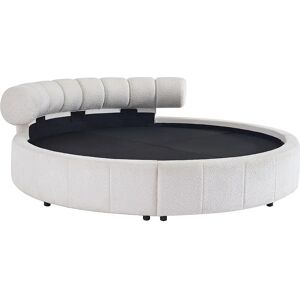 Vente-unique Rundbett 220x220cm - Bouclé Stoff - Weiß - Bett Vente-unique Rundbett 220x220cm - Bouclé Stoff - Weiß - Bett