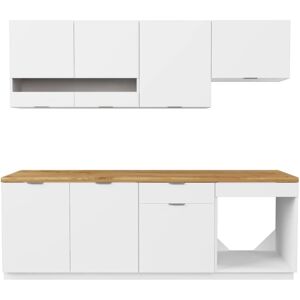 Vente-unique Cuisine complète Carmeo 200cm 6 meubles Blanc Naturel - Cuisine - Publicité Vente-unique Cuisine complète Carmeo 200cm 6 meubles Blanc Naturel - Cuisine - Publicité