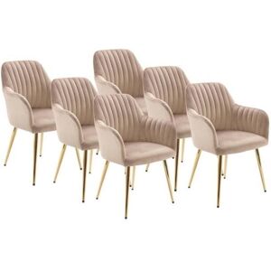 Vente-unique Conjunto de Cadeiras de Veludo Eleana - Bege - Cadeira Vente-unique Conjunto de Cadeiras de Veludo Eleana - Bege - Cadeira
