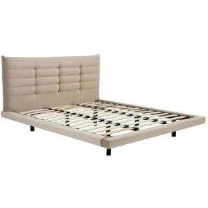 Lit Velours Beige NISATIO 140x190cm - Lit - Publicité Lit Velours Beige NISATIO 140x190cm - Lit - Publicité