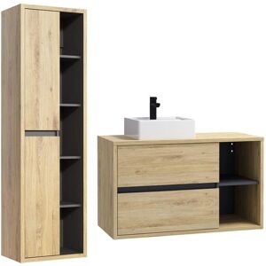 Mueble de baño PURNAL - Color natural - 100cm Mueble de baño PURNAL - Color natural - 100cm