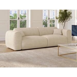 Vente-unique Sofá-Cama de Veludo Bege 4 Lugares Vente-unique Sofá-Cama de Veludo Bege 4 Lugares