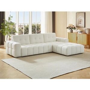 Canapé d'angle blanc Bouclé Vente-unique - Droit - 5 places - Publicité Canapé d'angle blanc Bouclé Vente-unique - Droit - 5 places - Publicité