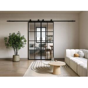 Vente-unique WILDEN II Porta deslizante dupla - Preto - Interior Vente-unique WILDEN II Porta deslizante dupla - Preto - Interior