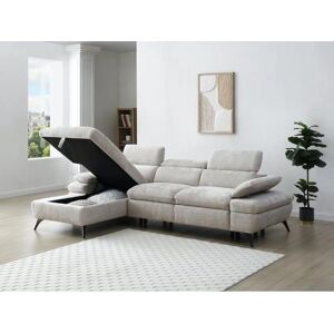 Vente-unique Sofá de canto esquerdo tecido texturizado com armazenamento bege MORAVA - Sofá Vente-unique Sofá de canto esquerdo tecido texturizado com armazenamento bege MORAVA - Sofá