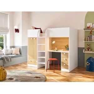 VENTE-UNIQUE Hochbett Naturweiß 90x190cm - Bett, Kleiderschrank & Schreibtisch VENTE-UNIQUE Hochbett Naturweiß 90x190cm - Bett, Kleiderschrank & Schreibtisch