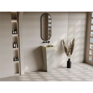 Vente-unique Lavabo en marbre sur pied - Crème - 40x40x90cm - Lavabo - Publicité Vente-unique Lavabo en marbre sur pied - Crème - 40x40x90cm - Lavabo - Publicité