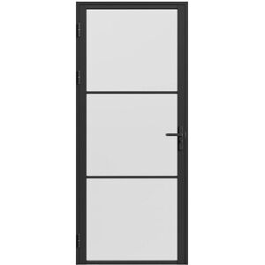 Puerta Interior Reversible de Aluminio y Vidrio Fosco - Negro Puerta Interior Reversible de Aluminio y Vidrio Fosco - Negro