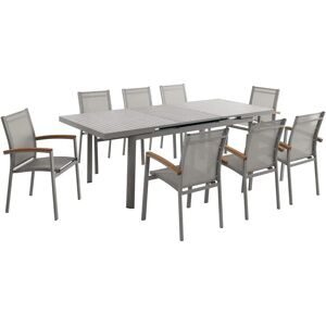 Ensemble de Mobilier de Jardin MYLIA Nauru - Table Extensible 180/240cm & 8 Chaises Empilables Ensemble de Mobilier de Jardin MYLIA Nauru - Table Extensible 180/240cm & 8 Chaises Empilables