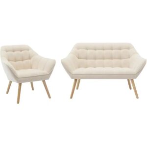 Vente-unique Canapé et Fauteuil en tissu beige - Ensemble - Publicité Vente-unique Canapé et Fauteuil en tissu beige - Ensemble - Publicité