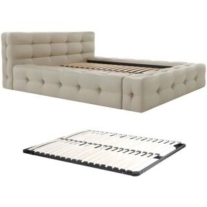 Pascal Morabito - Beige Kapitoné 140x190 Bett mit Lattenrost - Bett Pascal Morabito - Beige Kapitoné 140x190 Bett mit Lattenrost - Bett