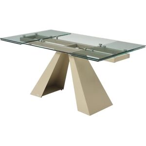 Maison Céphy LOZIPA Ausziehbarer Esstisch - Gehärtetes Glas, Metall, Beige Maison Céphy LOZIPA Ausziehbarer Esstisch - Gehärtetes Glas, Metall, Beige