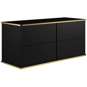 Vente-unique KELIZA Wandgemonteerde gestreepte zwarte badkamerkast - 120cm Vente-unique KELIZA Wandgemonteerde gestreepte zwarte badkamerkast - 120cm