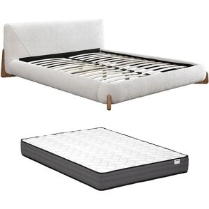 Vente-unique Weiß 160x200 Bett mit Matratze & Rahmen - Skandinavischer Stil Vente-unique Weiß 160x200 Bett mit Matratze & Rahmen - Skandinavischer Stil