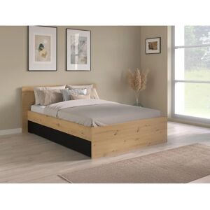 Vente-unique Bett mit 2 Schubladen 140x190/200cm - Natur/Schwarz - VARLY Vente-unique Bett mit 2 Schubladen 140x190/200cm - Natur/Schwarz - VARLY