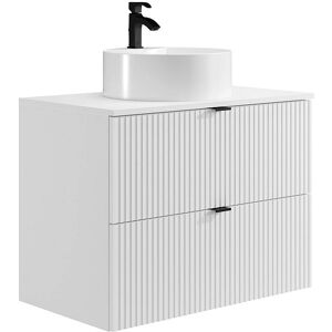 ZEVINI meble łazienkowe i umywalka - Teksturowane, Białe, 80cm ZEVINI meble łazienkowe i umywalka - Teksturowane, Białe, 80cm