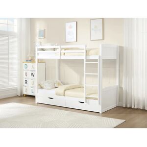 LIMODARA Beliche 2 x 90 x 200 cm - 2 gavetas - Pinus MDF - Branco - Economiza espaço LIMODARA Beliche 2 x 90 x 200 cm - 2 gavetas - Pinus MDF - Branco - Economiza espaço