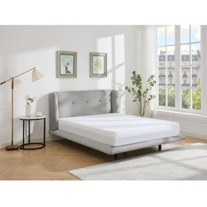 Lit Penavi 140x190cm avec tête de lit capitonnée - Tissu - Gris clair - Publicité Lit Penavi 140x190cm avec tête de lit capitonnée - Tissu - Gris clair - Publicité