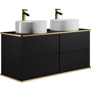 Mueble de baño KELIZA - 120cm con dos lavabos redondos - Negro Mueble de baño KELIZA - 120cm con dos lavabos redondos - Negro