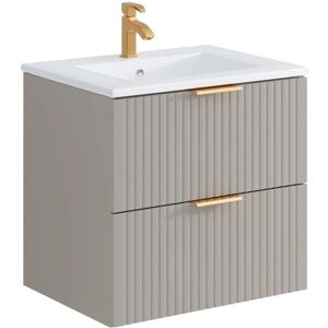 Vente-unique ZEVARA Gabinete de baño - Frontal estriado - 60cm Vente-unique ZEVARA Gabinete de baño - Frontal estriado - 60cm