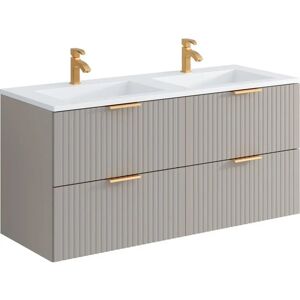 Mueble de baño beige con doble lavabo - Estilo contemporáneo Mueble de baño beige con doble lavabo - Estilo contemporáneo