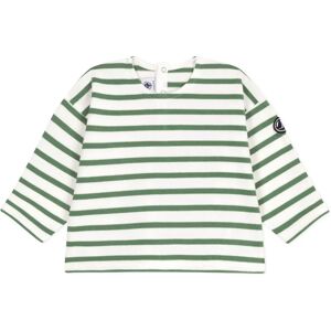 Sweter dla Niemowląt w Pasy z Bawełny Petit Bateau - Marshmallow/Green Sweter dla Niemowląt w Pasy z Bawełny Petit Bateau - Marshmallow/Green
